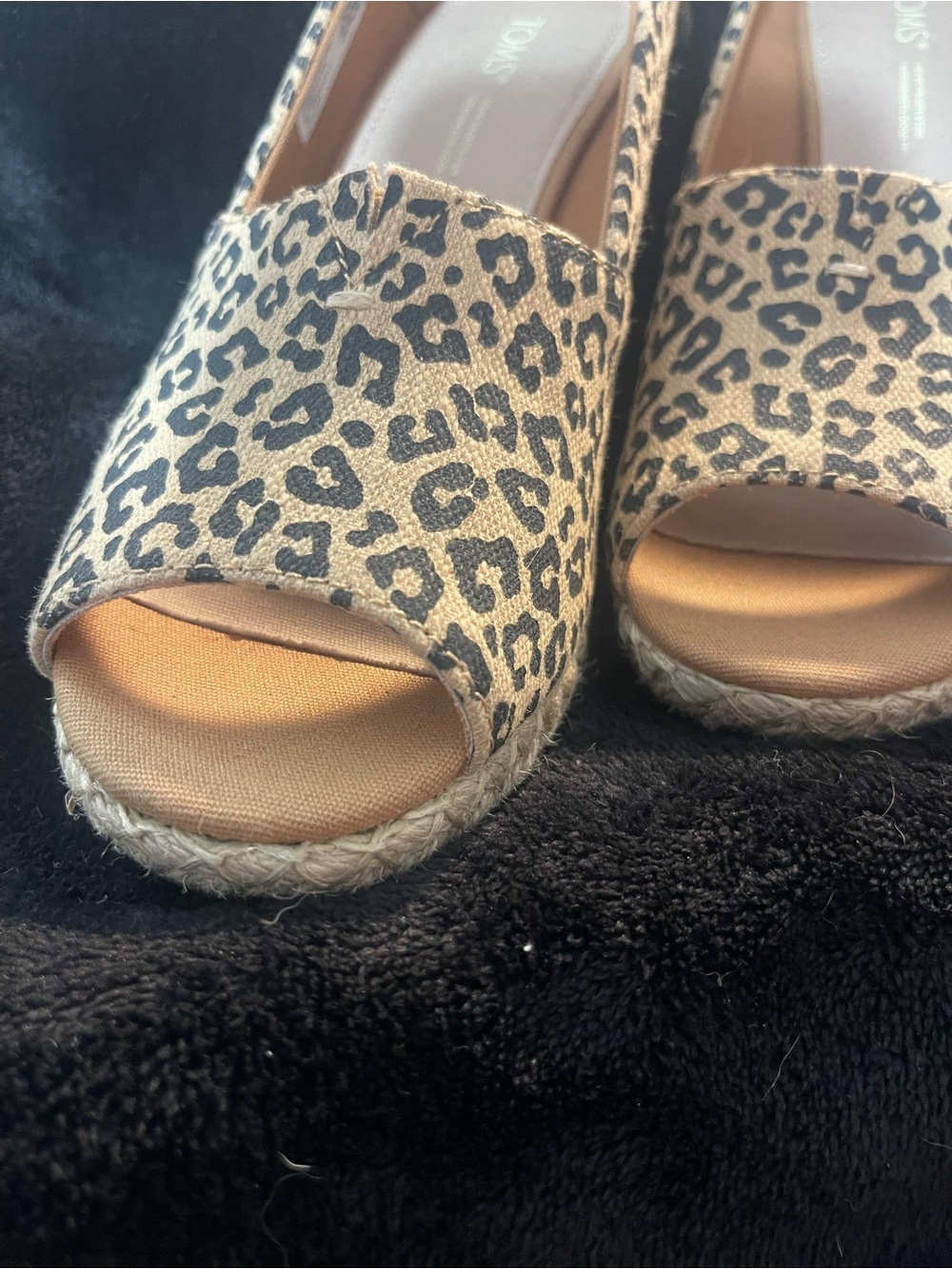 Leopard Espadrille Wedge Peep-Toe Espadrilles - Women's Size 7- Like New - Picture 3 of 10